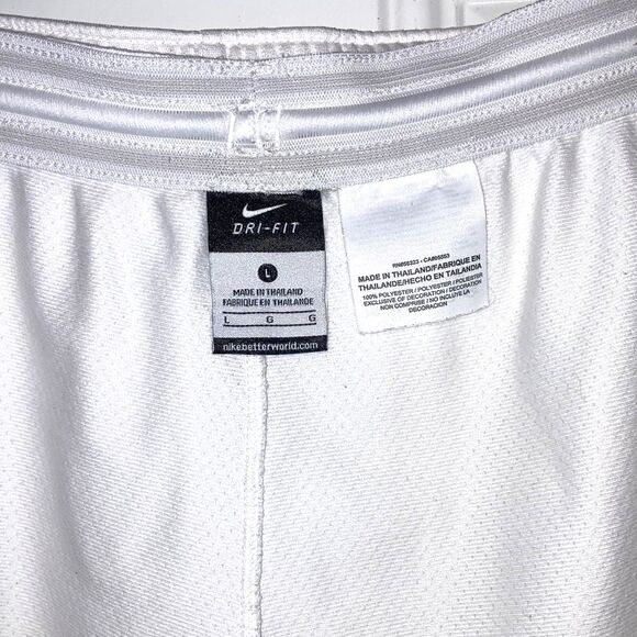 NIKE Dri-FIT Sport Workout White with Black Logo Shorts Womens Large - Picture 9 of 12
